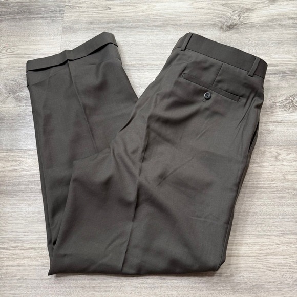 Louis Raphael Men's Brown Wool Blend Dress Pants Pleated Cuffed 38x30 - Picture 1 of 6
